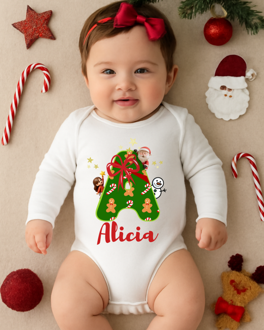 Bodis manga larga Inicial Navidad Hola